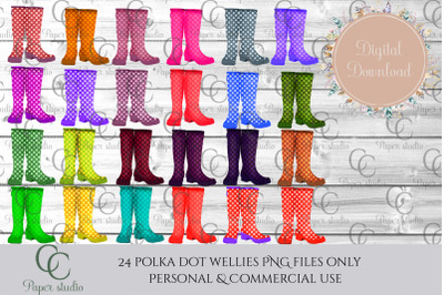 Polka dot rain boots - 24 colours