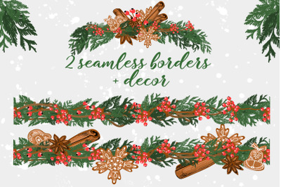 Christmas seamless borders PNG + EPS10
