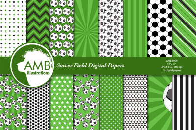 Sports Digital Paper, Soccer Papers and Backgrounds, AMB-1969