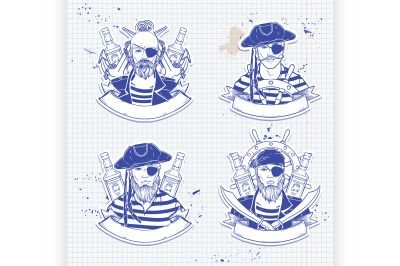 Sketch set of pirate