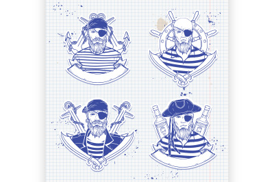 Sketch set of pirate