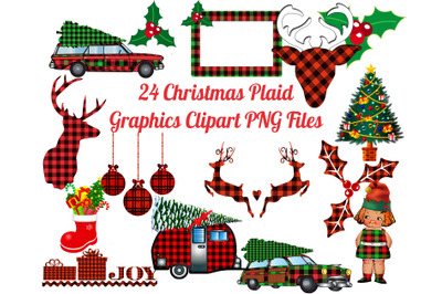 24 Christmas Plaid PNG Files, Holiday Transparent Graphics Instant Dow
