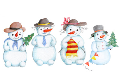 Cute New Year Snowmen