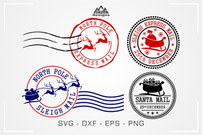 North Pole Mail Express Stamp Svg Design