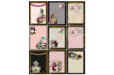 Alice in Wonderland 9 Images Collage Sheet Blush Mint,