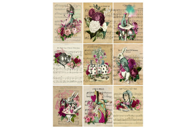 Alice in Wonderland 9 Images Collage Christmas Music