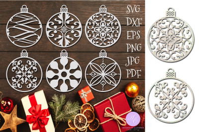 Christmas Round Ornament SVG and Printable Bundle