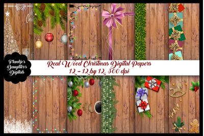 Real Wood Christmas Digital Papers