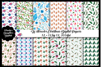 Watercolor Christmas Patterns Papers