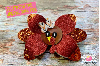 Thanksgiving Turkey Hair Bow Template SVG, PNG, DXF, PDF, JPEG, EPS