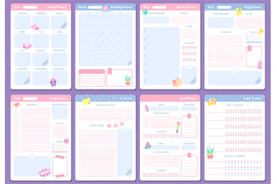 Cute planner templates. Weekly, monthly and yearly planners. To do lis