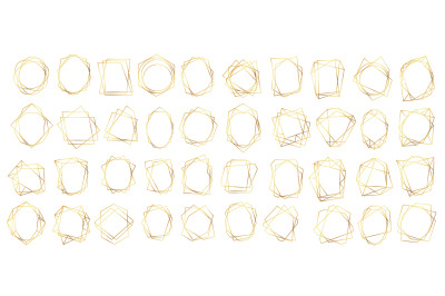 Golden geometric frames. Abstract geometrical frame&2C; gold art deco pos