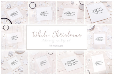 White Christmas. Set of 18 stationery mockups