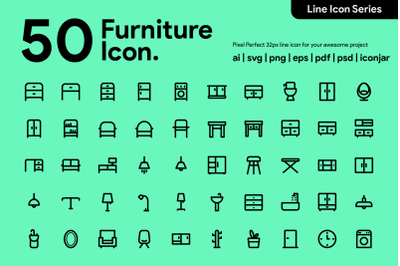 50 Furniture Line icons