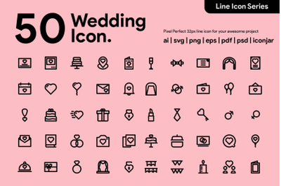 50 Wedding Line Icons
