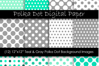 Teal &amp; Gray Polka Dot Patterns