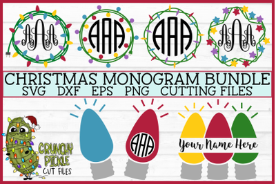 Christmas Lights Monogram Frame SVG Bundle