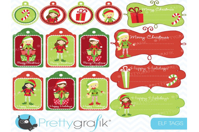 Christmas elves label Clipart