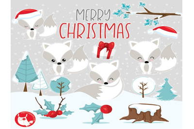Christmas Foxes Clipart