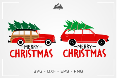 Classic Wagon Christmas Tree Svg Design