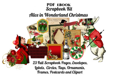 Alice in Wonderland Christmas Scrapbook Kit PDF