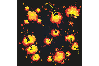 Cartoon Explosion Cloud Set. Vector illustration