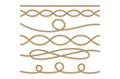 Nautical ropes decoration element set. Vector illustration