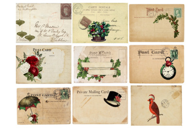 Alice in Wonderland 9 Christmas Old Postcards