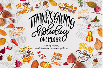 Thanksgiving holiday overlay+clipart
