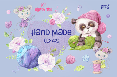 Hand Made  watercolor  clip art
