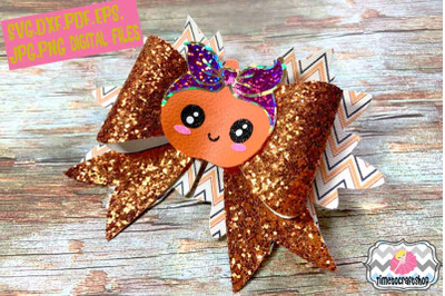 Thanksgiving Cute Pumpkin Scrunchies Hair Bow Template, Fall Leaves Bo