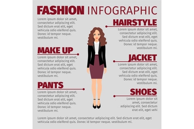 Woman in purple skirt fashion infographic