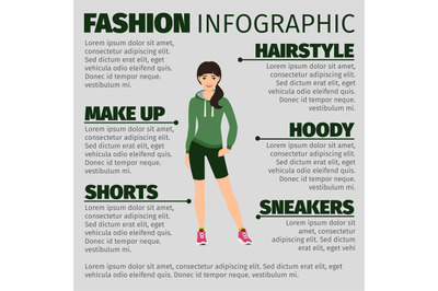 Fashion infographic with girl in sweatshirt