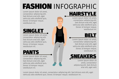 Fashion infographic with strong guy