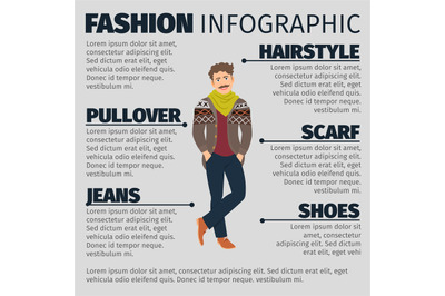 Fashion infographic with young artist man