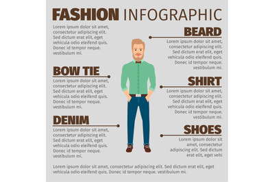 Fashion infographic with young hipster man