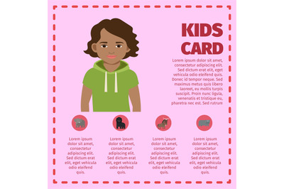 Kids card infographic with young boy