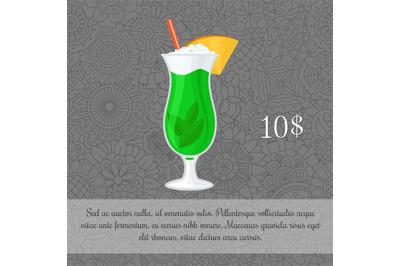 Alcoholic mint cocktail card template