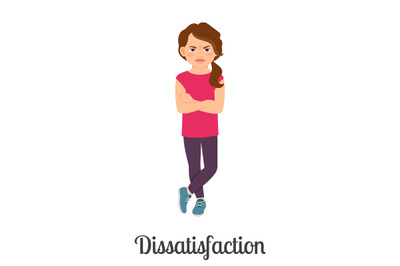 Cartoon little girl dissatisfaction feeling