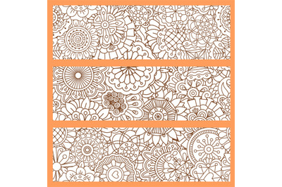 Vertical flyers with orange doodle pattern