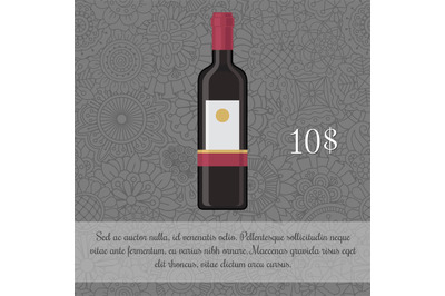 Wine beverage card template with price