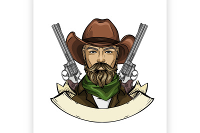 Hand drawn sketch cowboy icon1