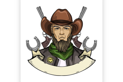 Hand drawn sketch cowboy icon4