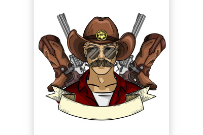 Hand drawn sketch cowboy icon