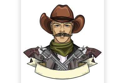 Hand drawn sketch cowboy icon