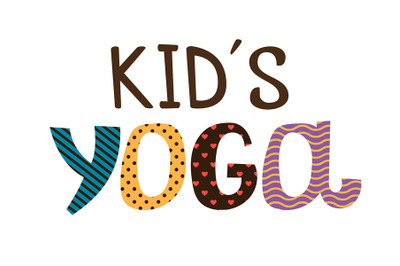 Kids yoga lettering on white background