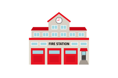 Fire station flat colorful building icon