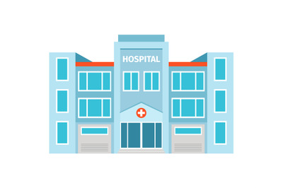 Hospital flat building icon