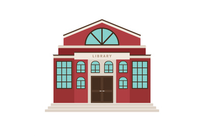 Red library cartoon building icon