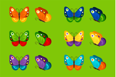 Colorful butterflies icons